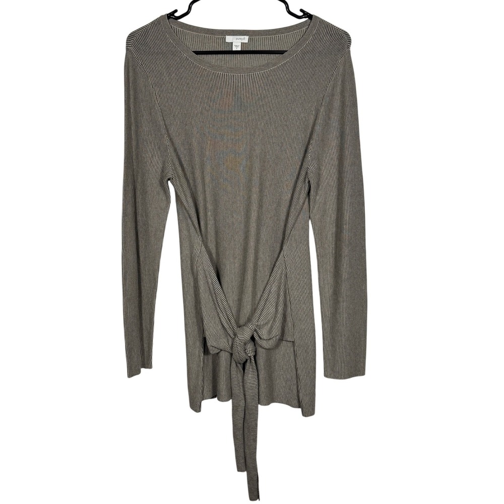 J.Jill PureJill Womens‎ Striped Knit Tie Waist Long Sleeve Tunic Top Sz S Career